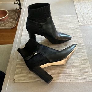 Cole Haan leather booties with knit upper